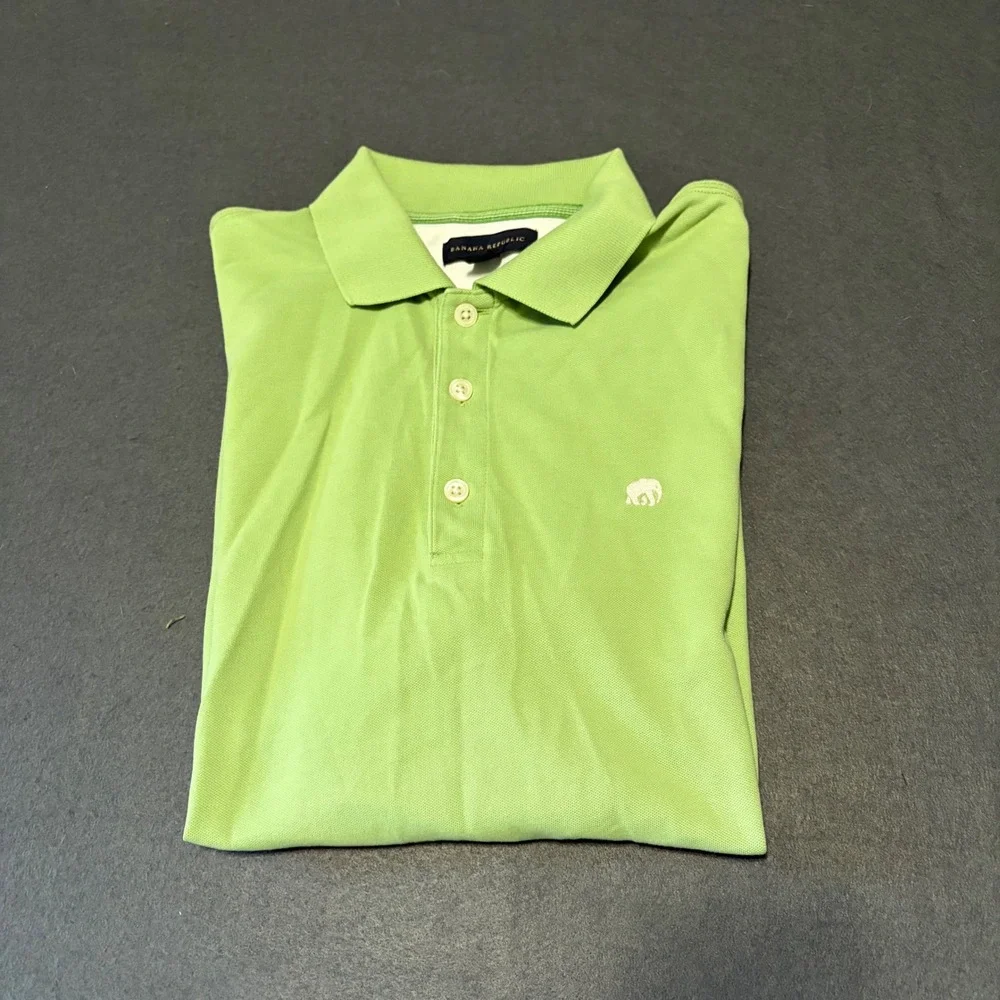 Banana Republic Polo Shirt Mens M Wispy Green Colorful Cotton Logo Preppy